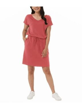 32 Degrees Coral Drawstring Short Sleeve Dress